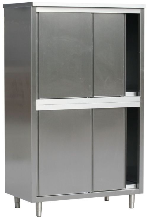 Armoire de rangement inox à portes coulissantes pour cuisine