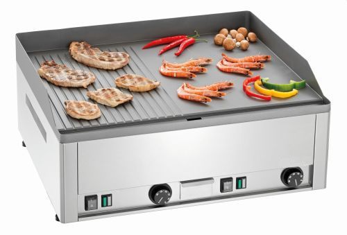 Plancha électrique 2 zones chauffantes lisse + nervurée