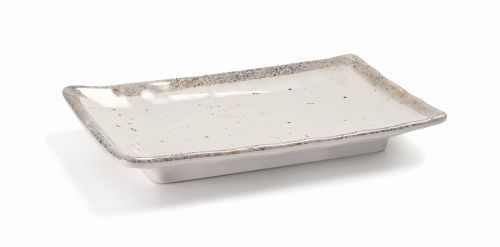 Plateau rectangulaire ondulé en mélamine avec liseré noir