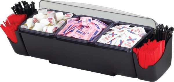 Présentoir pour bars café 3 bacs + porte accessoires