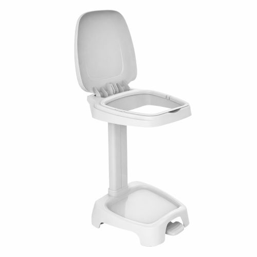 Support sac 120 litres avec pédale et couvercle blanc
