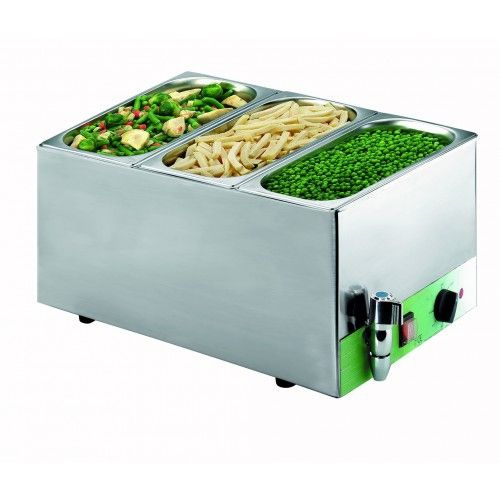Bain marie électrique inox - 3 bacs gastro