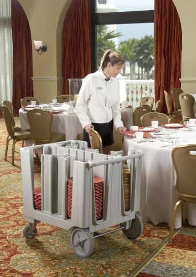 Chariot de service ajustable pour assiettes pratique