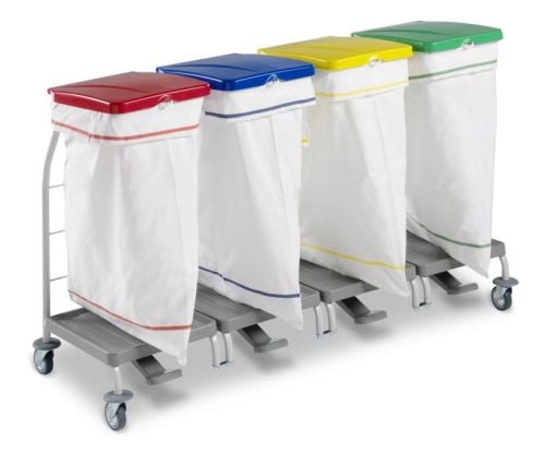 Chariot porte-sac à linge professionnel modulable avec ou sans pédales