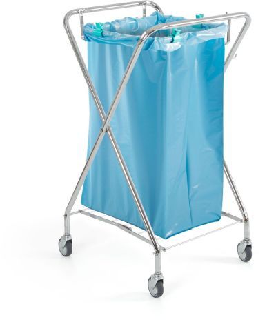 Chariot porte sac carré chromé pliable de 120 litres
