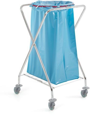 Chariot porte sac poubelle chromé