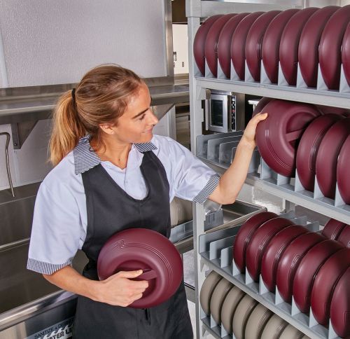 Chariot de séchage et rangement pour dômes en cuisine professionnelle