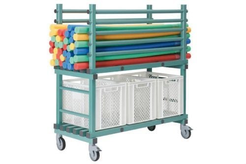 Chariot de stockage à étage pour centres aquatiques