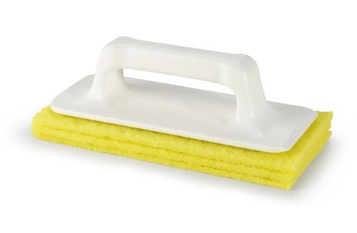 Porte tampon à poignée + tampon abrasif jaune